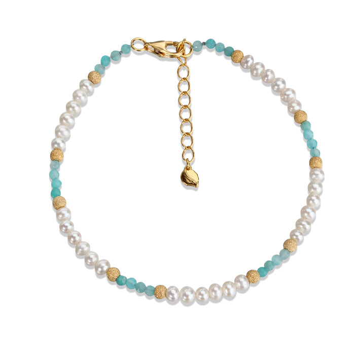 925 Sterling Silver Gemstone & Pearls Bracelet