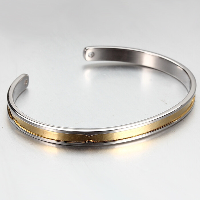 925 Sterling Silver Two Tones Color Open Bangle