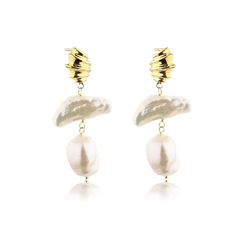 925 Sterling Silver Baroque Pearl Earrings