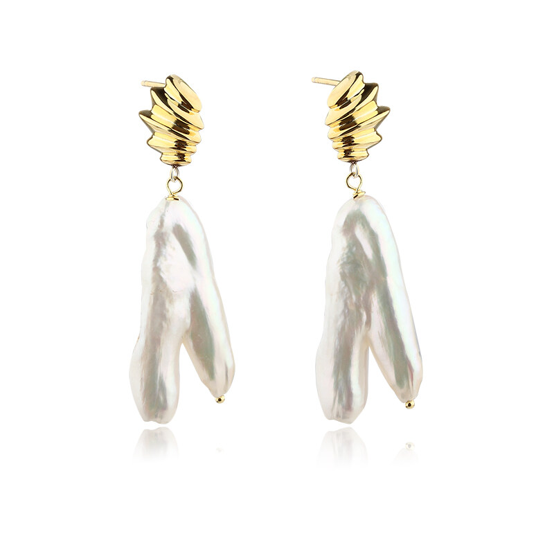 925 Sterling Silver Baroque Pearl Earrings Studs