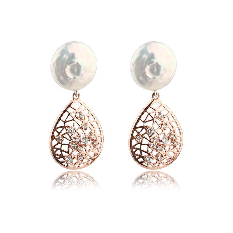 925 Sterling Silver Baroque Pearl Earrings Studs