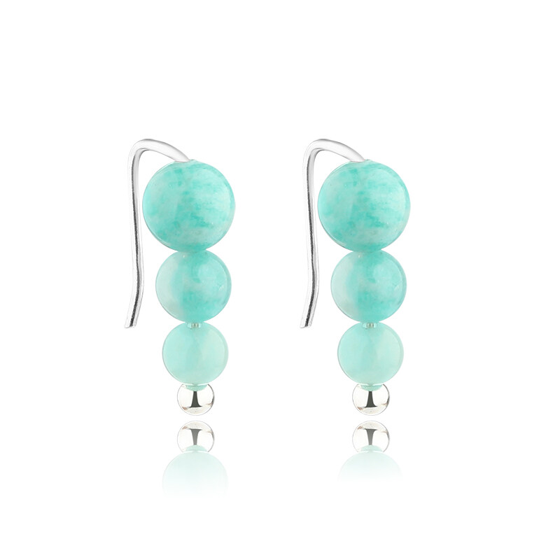 925 Sterling Silver Amazonite Gemstone Earrings