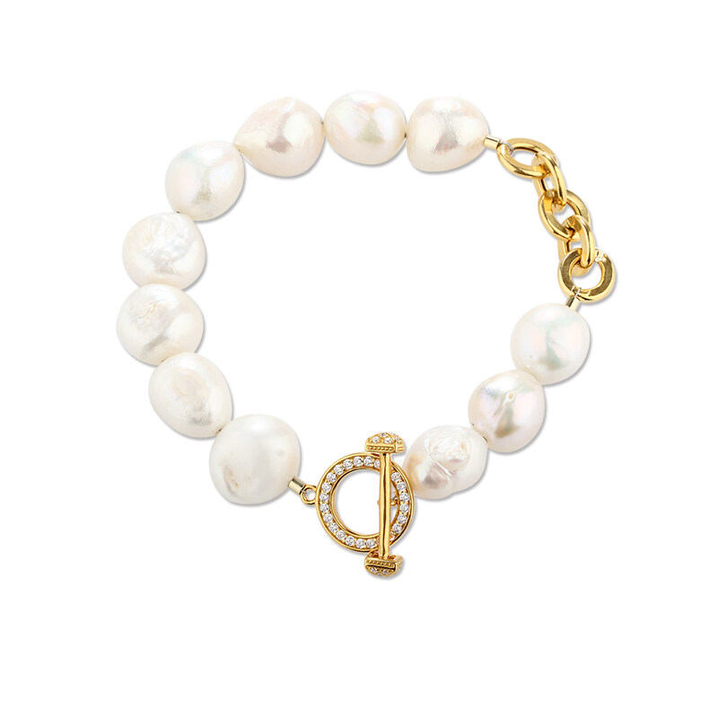 925 Sterling Silver Baroque Pearl Bracelet