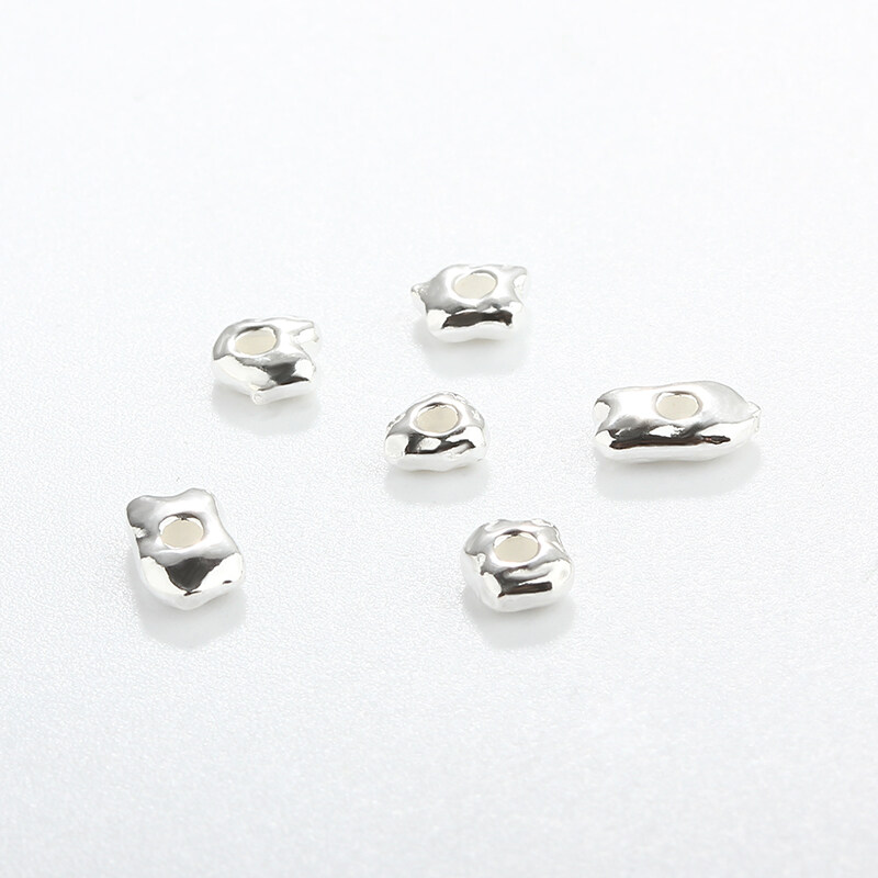 925 Sterling Silver Irregular DIY Spacer Bead