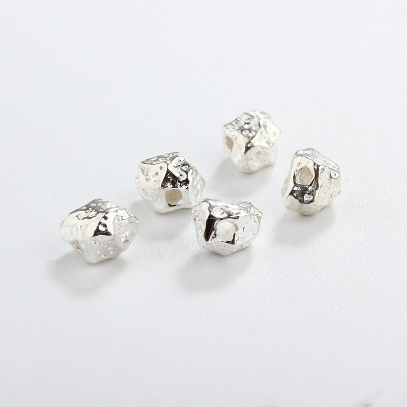 925 Sterling Silver Irregular DIY Spacer Bead