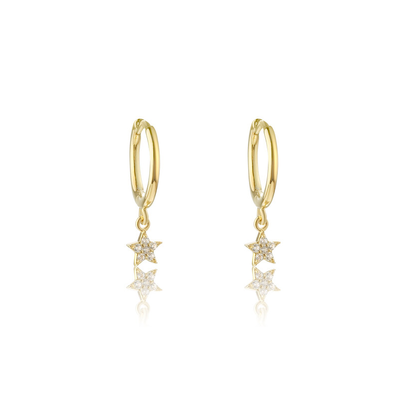 925 Sterling Silver CZ Star Earrings